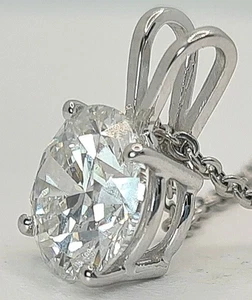 Colgante redondo de diamantes cultivados en laboratorio de 3 quilates E VS1 de oro blanco de 14 k certificado IGI sin cadena - Imagen 1 de 5