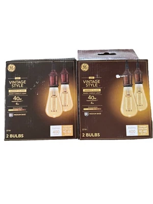 Two 2 Packs! GE LED Vintage Light Bulb Medium Base 4 Watts Clear Amber 93129867 - Image 1 of 2