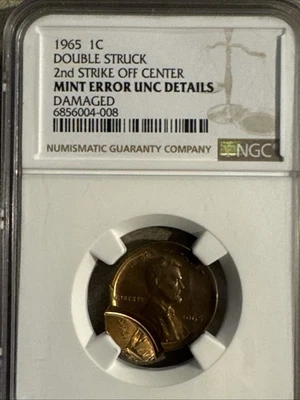 1965 LINCOLN MEMORIAL CENT/PENNY GORGEOUS DOUBLE STRUCK NGC UNCIRCULATED 2 DATES - Image 1 of 4
