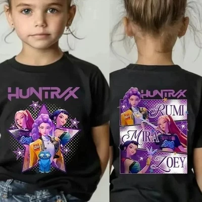 Demon Hunters Print Graphic T-shirt Kids Clothes Girls Short Sleeve Tops
