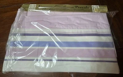 Vtg USA Cannon Combspun Percale Sheet Double Bed 81x108 Pima Blend Cotton Purple - Image 1 of 4