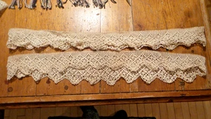 Antike gehäkelte KISSENBORTE cremefarben, 2-1/4" breit, 44" lang - Bild 1 von 2