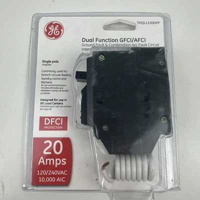 1 GE 20 Amp Dual Function GFCI / AFCI Circuit Breaker THQL1120DFP New