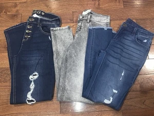 Lot Of 3 Girls Denim Justice Jeans Size 16 - Picture 1 of 7