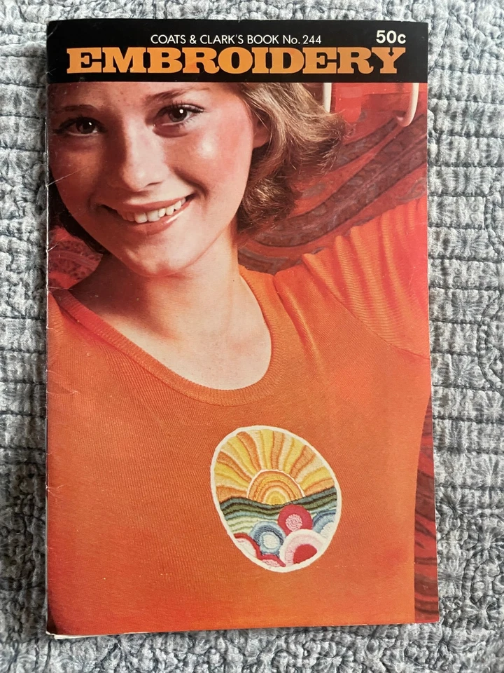 '70s Embroidery Booklet with large Flower Power Poster Pattern Vintage Groovy - Image 1 of 4