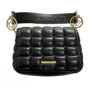 Bolso de hombro de cuero Naked Wolf negro dorado - Imagen 1 de 12