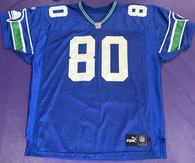 Camiseta rara autêntica Steve Largent Seattle Seahawks #80 Puma On Field 52 - Imagem 1 de 4