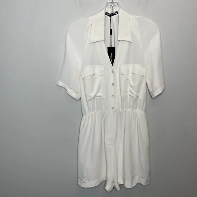 Mameluco Tuta Derek Lam Mujer 4 Marfil Botón Frontal NUEVO 100% Seda Foto 1 de 4