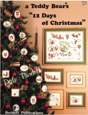 A TEDDY BEAR'S "12 DAYS OF CHRISTMAS" COUNTED CROSS STITCH  - Image 1 of 4