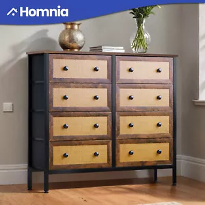 Chest of 8 Fabric Drawer Dresser Tower Organizer Brown Storage Cabinet Furniture - Picture 1 of 11