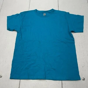 Gildan Solid Blue Basic Short Sleeve Crew Neck Cotton T-Shirt Youth Size Large - Picture 1 of 6