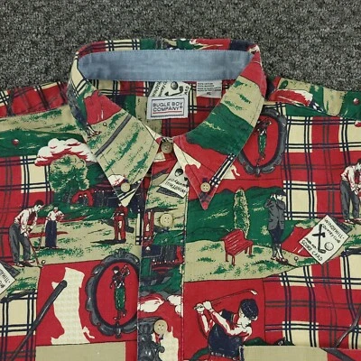 Camisa Bugle Boy Para Hombre XL Extra Grande Roja Verde Navidad Colores Golf Retro De Colección Foto 1 de 4