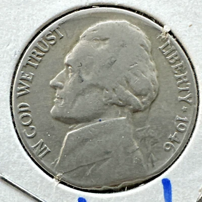 Mint Error  1946 Jefferson Nickel Mint Error ~ Clipped Planchet #21 - Image 1 of 3