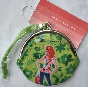 NUEVO/NUEVO CON ETIQUETAS Jordi Labanda Muñequera Monedero PVC - Verde Floral - Imagen 1 de 3