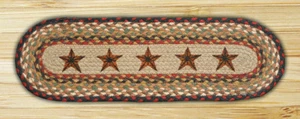 BRAIDED JUTE STAIR TREAD SETS. OVAL COUNTRY STAIR TREADS. BARN STARS/BROWN/CREAM - Picture 1 of 1