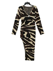 Fashion Nova Sweater Slit Maxi Dress XL Camo Brown Long Sleeve Heavy Knit - Picture 1 of 16