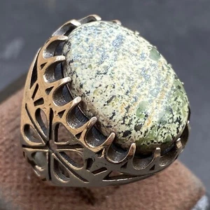 925 Sterling Silver mens ring natural yemen aqeeq agate عقيق سليماني سلطاني عطف - Picture 1 of 10