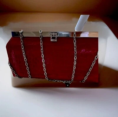 Clutch de couro Crocs vermelho Perlina - Imagem 1 de 4