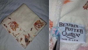 VTG Quiltex Beatrix Potter Trim Crib Blanket Union Made 30x35" Cottontail Jemima - Picture 1 of 12