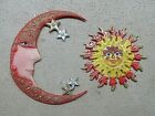 Glitter Moon &amp; Sun  Plastic Wall Plaques Orange &amp; Yellow  Moon  Sun 8&quot;  Moon 12&quot;