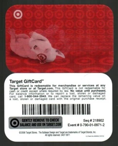 TARGET Bullseye Rolling Over ( 2007 ) Lenticular Gift Card ( $0 ) V1 - Picture 1 of 1