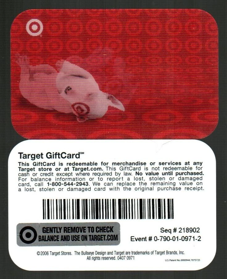 TARGET Bullseye Rolling Over ( 2007 ) Lenticular Gift Card ( $0 ) V1 - Image 1 of 1