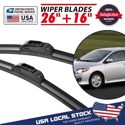 Front Windshield Wiper Blades Pair 26"+16" All Season For Toyota Corolla 09-18 - Image 1 of 4
