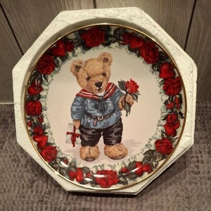 franklin mint "liebesbriefe vom teddy".  Sammlerstück edler Porzellan Teller. - Bild 1 von 2