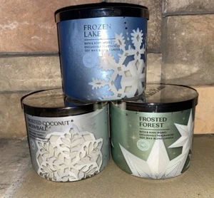Bath & Body Works Christmas Winter Candles Paper Snowflakes X 3 Frozen Frosted - Picture 1 of 1