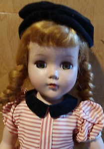 Vintage 1950s hard plastic R & B Nanette doll, in original dress, NEEDS RESTRING