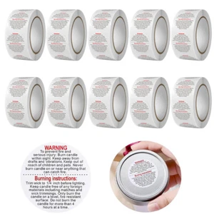 500-5000PCS Stickers Round Warning Labels 2.5cm English Candle Jar Seal Stickers - Picture 1 of 9
