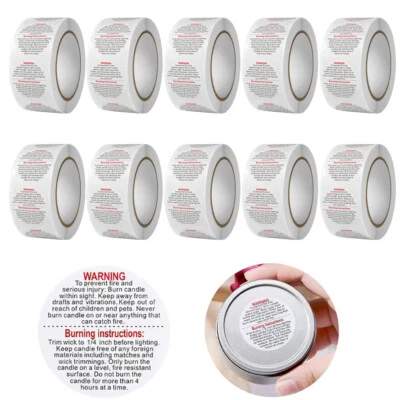 500-5000PCS Stickers Round Warning Labels 2.5cm English Candle Jar Seal Stickers - Image 1 of 4