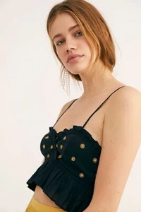 Intimately Free People On A Star Cropped Cami Top Embroidered Beaded S 227651 - Picture 1 of 9
