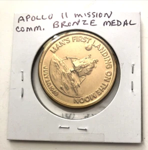 NASA July 20, 1969 Apollo II Mission Comm. Bronze Medal Coin 1 1/2"- SEALED - Picture 1 of 3
