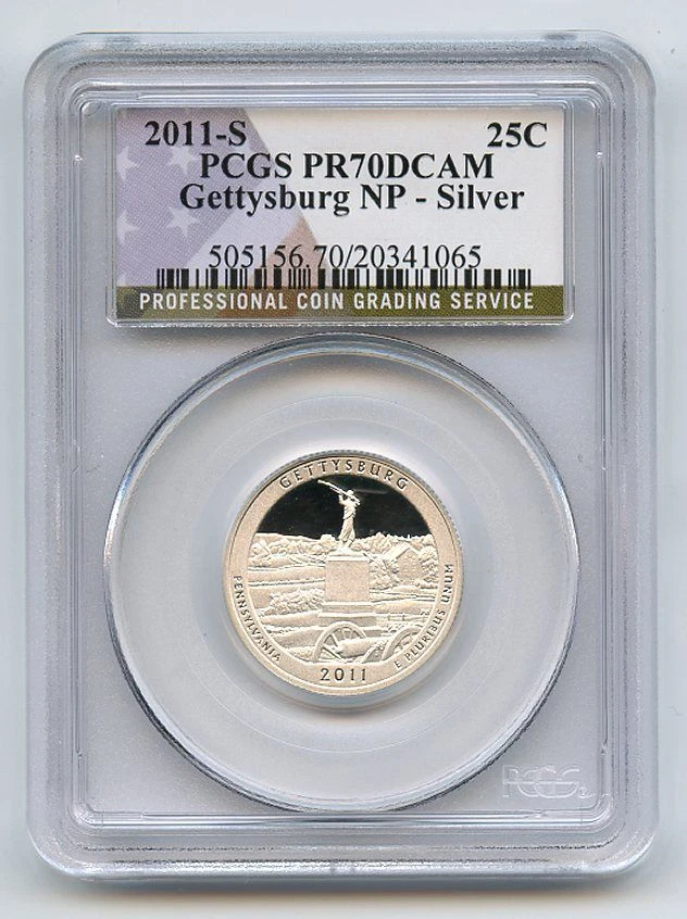2011 S 25C Silver Gettysburg Quarter PCGS PR70DCAM - Image 1 of 1
