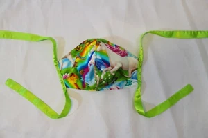 Handmade Rainbow Unicorns Reversible Cotton Face Mask washable - Picture 1 of 5
