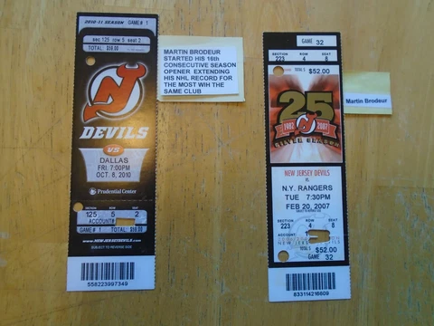 (2) Martin Brodeur Tickets  16th Consecutive Season Opener extending his record+ Cover
