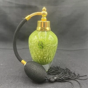 Murano Stil Glas Parfüm Flakon Zerstäuber Kunstglas. Grünes mundgeblasenes Glas - Bild 1 von 3