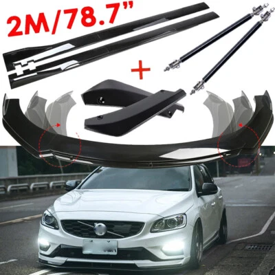 Front Bumper Lip Splitter+Spoiler Side Skirts Strut Rods For Volvo V60 V90 S60 - Изображение 1 из 4