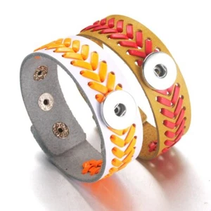 Fashion New 18mm Punk Style Snap Button Real Leather Bracelet for Women Gifts - Picture 1 of 10
