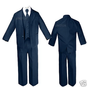 Baby Infant Kid Teen Toddler Boy 5pc Wedding Formal Party Navy Tuxedo Suit S-20 - Picture 1 of 5