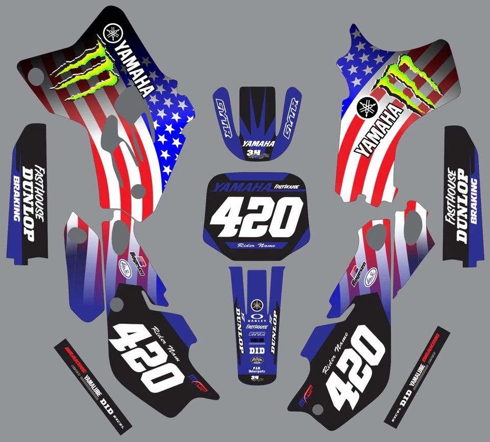 Adesivos gráficos personalizados bandeira americana Yamaha YZ80 YZ 80 1993-2001 - Imagem 1 de 1