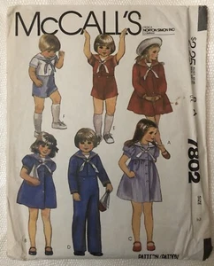 McCalls 7802 Toddler Child dress pants shorts Boy Girl Sz 1 2 3 4 5 6 UNCUT 1981 - Picture 1 of 2