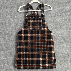 Art Class Girls Corduroy Jumper Overall Dress Size XXL 18 Black Rust Plaid EUC - Picture 1 of 11