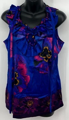 Top Eci Talla 8 Real Floral Crepúsculo Elastizado Sin Mangas Volantes Cuello Mujeres Nuevo Foto 1 de 4