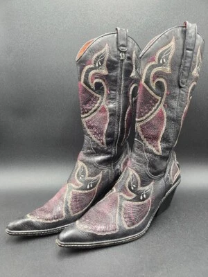 Botas Donald J. Pliner Mujer 10 M Cuero Marrón Patrón Cosido Occidental Foto 1 de 4