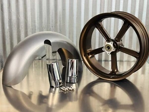 Fat Front 18X5.5" Bronze Wheel and Fender Kit for Harley-Davidson FL - Picture 1 of 1
