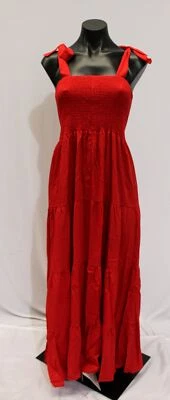 Chicwish женщин трепетание галстук через плечо гофрированный макси платье EJ3 красный маленький новый с Ярлыками - Изображение 1 из 4