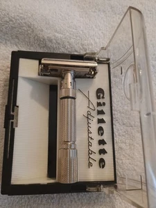 Gillette Fatboy Adjustable DE Safety Razor + Case Vintage Great Condition !!! - Picture 1 of 11