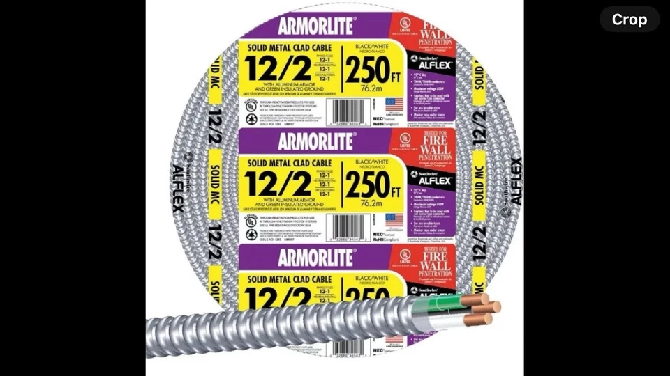 Southwire 68580055 250 ft 12/2 Solid MC Cable Aluminum Pickup only